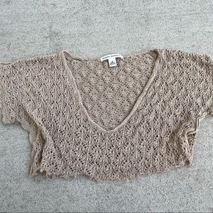 Tan Mesh Crop Top